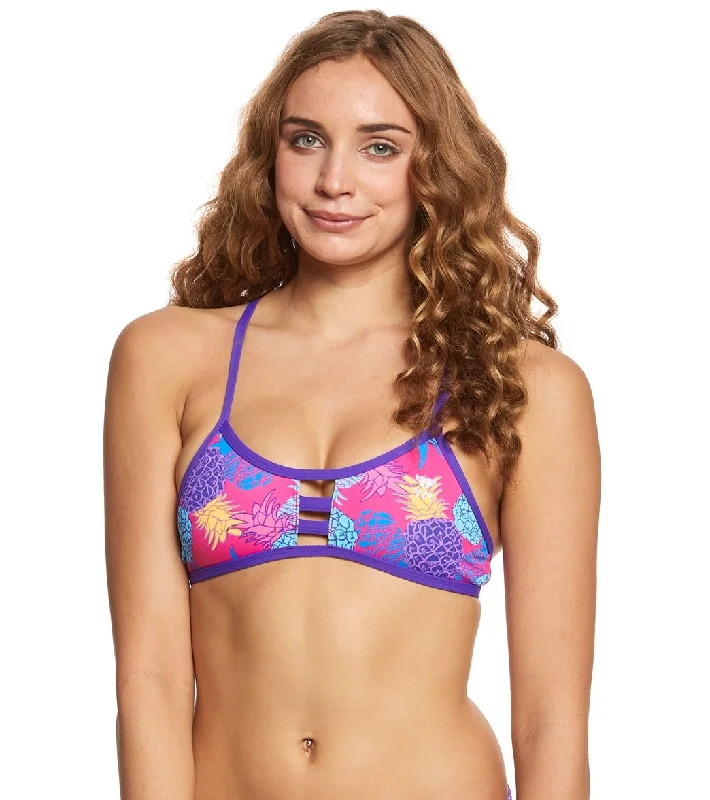 TYR Women's Panama Pacific Tieback Bikini Swimsuit Top Pink/Multi Classic Monokini Design