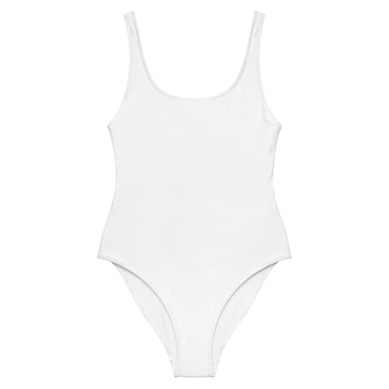 White One Piece Swimsuit from Extremely Stoked Swim Skirt Set