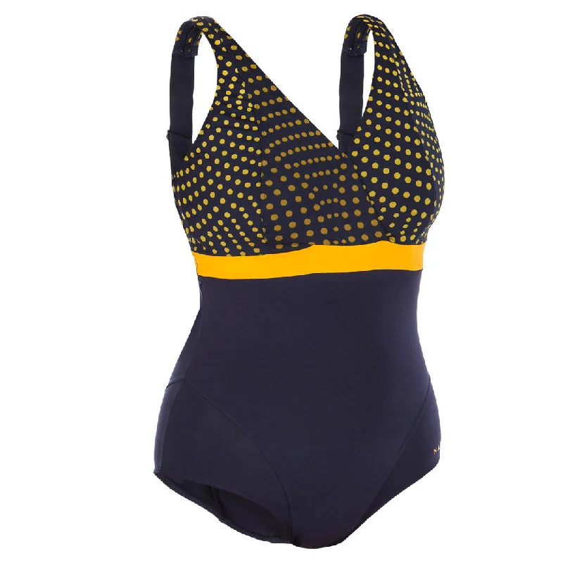Women's 1-piece Aquafitness Swimsuit Mia Dot Blue D/E Cup Elegant Swimsuit Bottoms