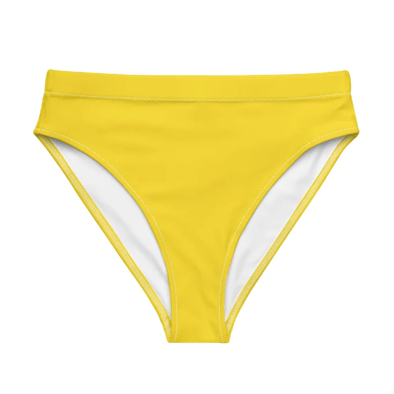 Yellow High Waisted Bikini Swimsuit Bottom Classic Swimsuit Design