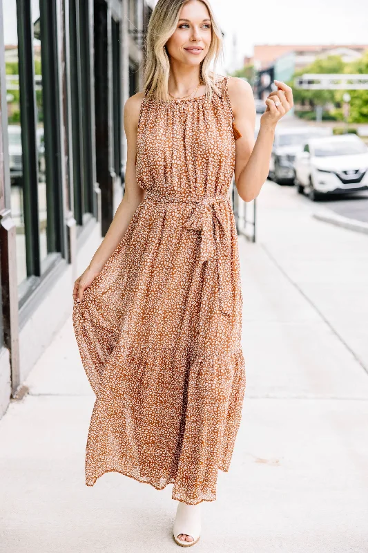 All Of Your Love Brown Ditsy Leopard Maxi Dress Classic Tulle Maxi Dress