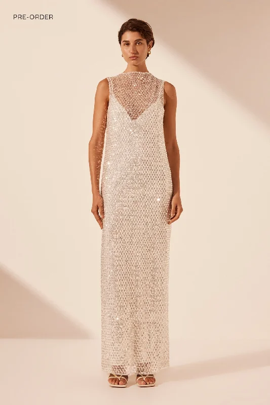 ASTERI HIGH NECK SLEEVELESS MAXI DRESS Trendy Maxi Dress with Bow