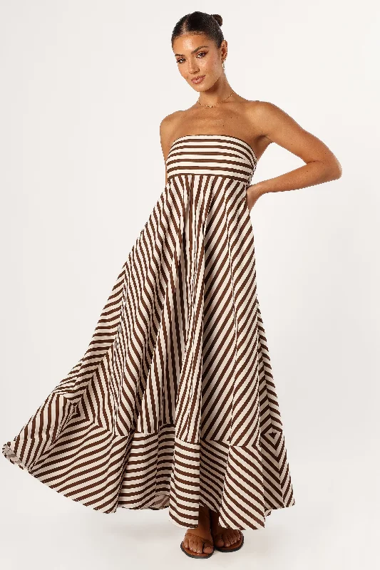 Bowie Strapless Maxi Dress - Chocolate Comfortable Flowy Maxi Dress