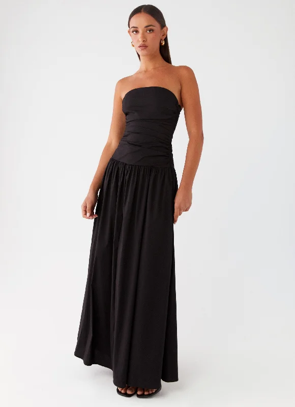 Carmel Maxi Dress - Black Comfortable Ruffle Maxi Dress