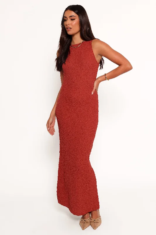 Clark Maxi Dress - Wine Trendy Button Front Maxi Dress