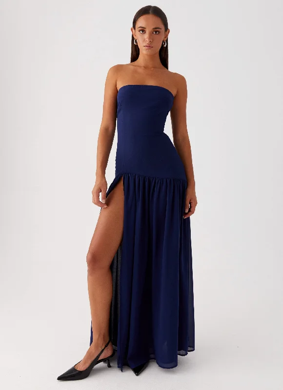 Eden Strapless Maxi Dress - Navy Classic Black Maxi Dress