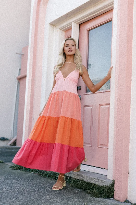 Emilee Maxi Dress - Warm Multi Cozy Maxi Dress with Slit