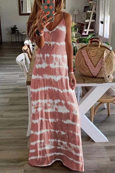 Florcoo V Neck Spaghetti Strap Casual Maxi Dress(3 colors) Comfortable Maxi Dress with Belt