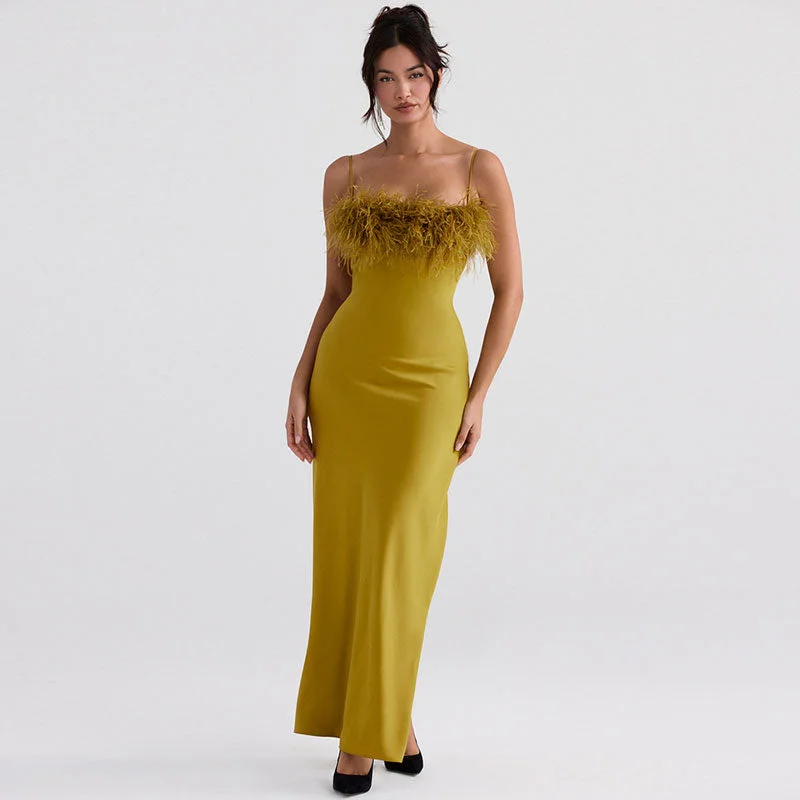BerryBetty - Slip Evening Maxi Dress - Green Comfortable Fitted Maxi Dress