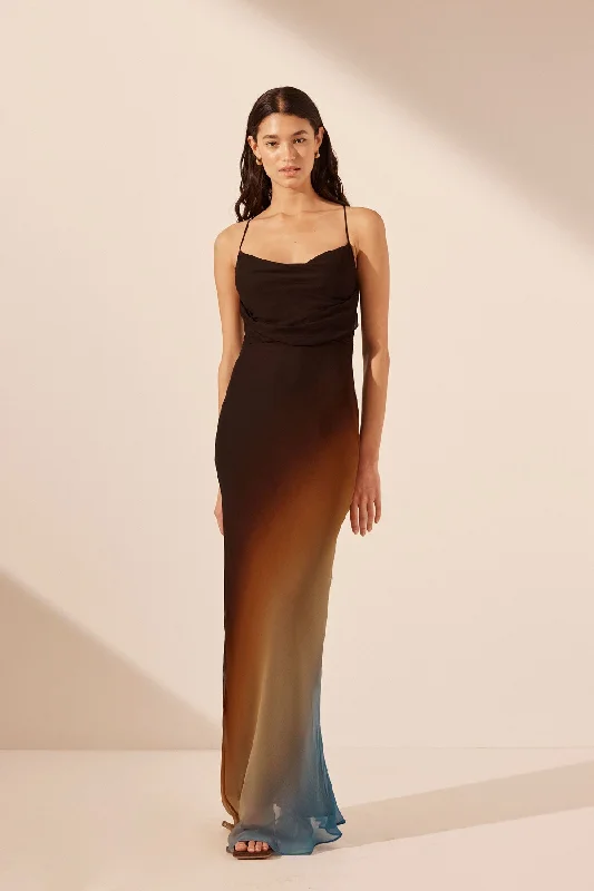 IVANA LACE BACK BIAS MAXI DRESS Trendy Ruffled Maxi Dress
