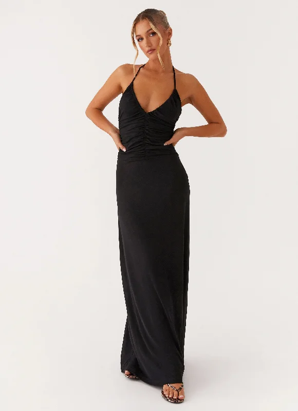 Kansas Maxi Dress - Black Casual Maxi Dress with Pockets