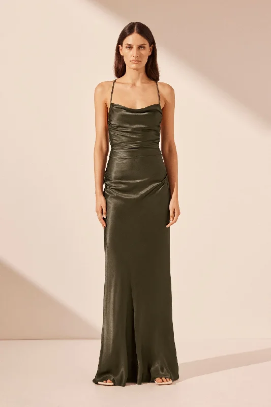 LA LUNE LACE BACK MAXI DRESS - FOREST Casual Maxi Dress with Pockets