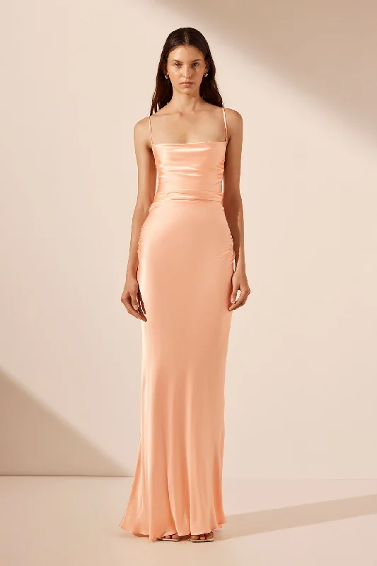 LA LUNE LACE BACK MAXI DRESS - PEACH Comfortable Plunging Neckline Maxi Dress