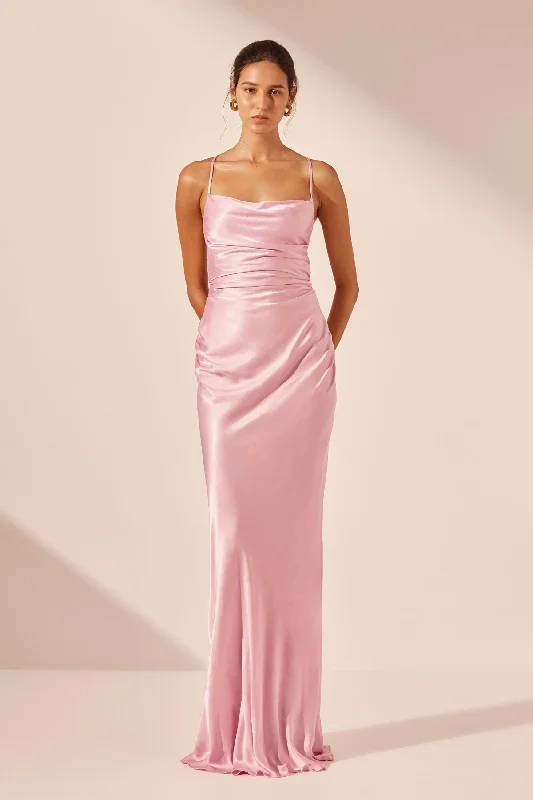 LA LUNE LACE BACK MAXI DRESS - PEONY Comfortable T-Shirt Maxi Dress