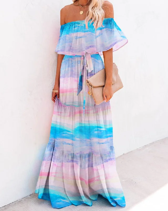 Nice Cotton Pocketed Off The Shoulder Maxi Dress Cozy Longline Maxi Dress