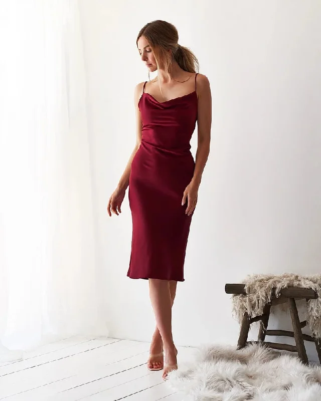Night To Remember Satin Maxi Dress - Merlot Stylish Button-Up Maxi Dress