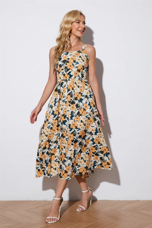 Nisha Floral Button Down Tiered Maxi Dress Stylish Empire Waist Maxi Dress