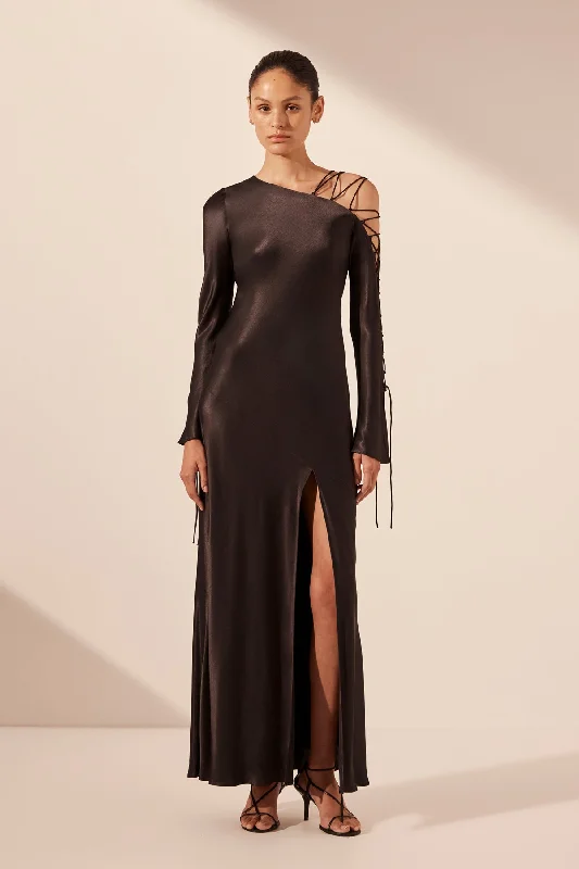 NORA LACE DETAIL MAXI DRESS - BLACK Stylish Boho Chic Maxi Dress
