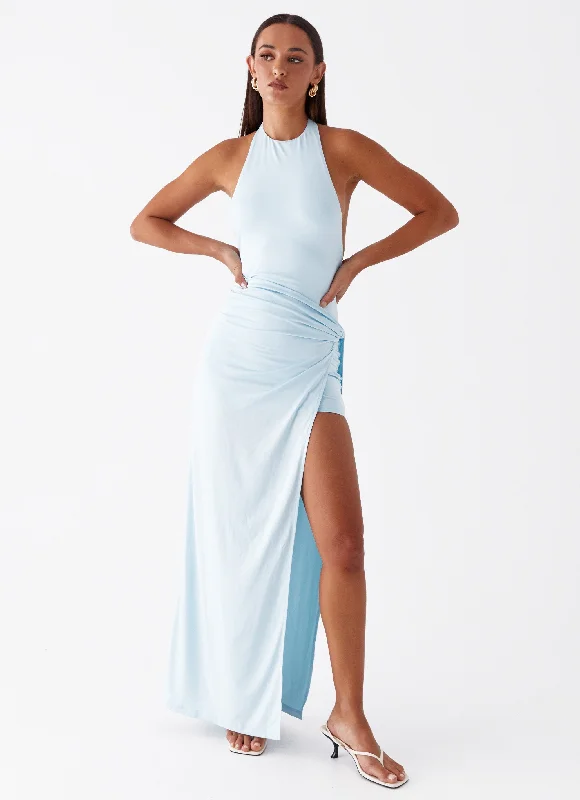 Oceana Maxi Dress - Blue Comfortable Ruffle Hem Maxi Dress