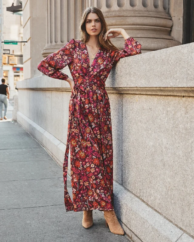 On Pace Floral Twist Front Maxi Dress Fashionable High-Waist Maxi Dress