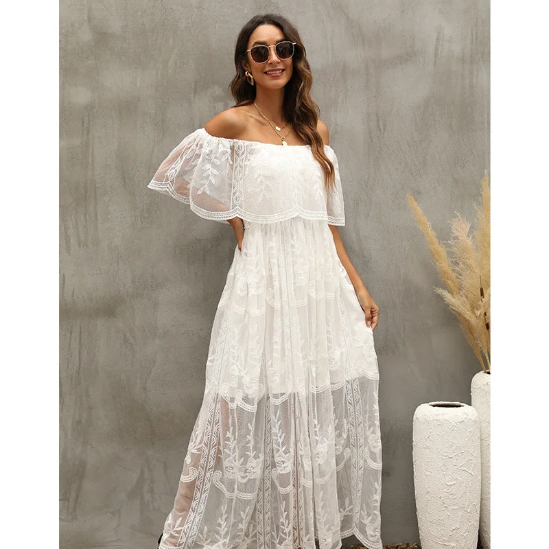 Our Together Is Forever Off The Shoulder Lace Maxi Dress Stylish One-Shoulder Maxi Dress