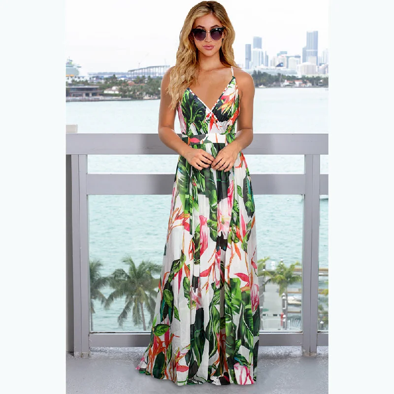 Palmetto Tassel Tie Maxi Dress Stylish Longline Maxi Dress