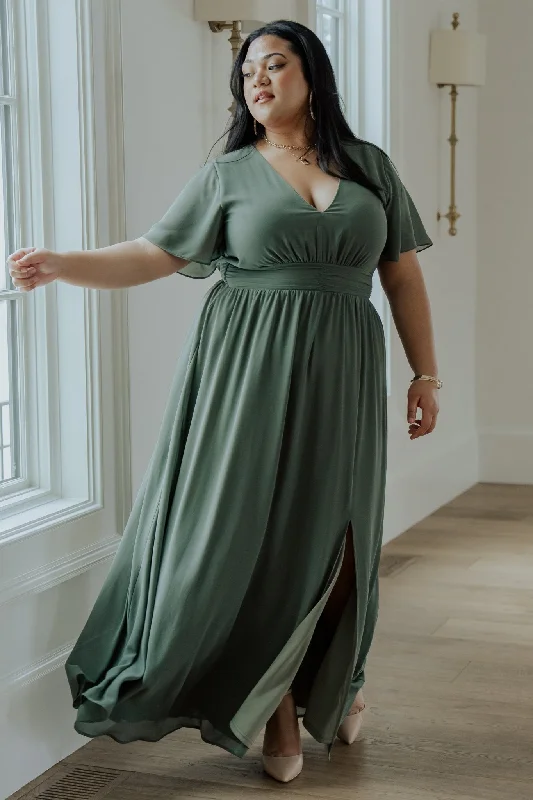 Ramona Maxi Dress | Dark Sage Fashionable Sheer Maxi Dress