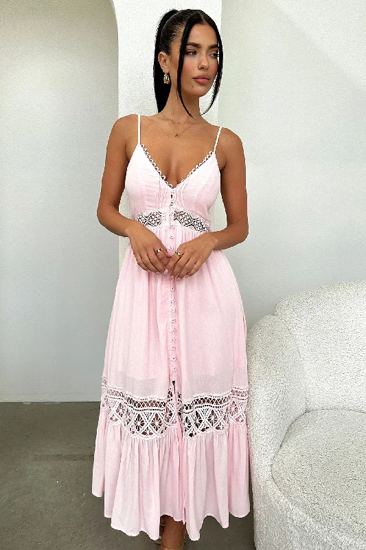 Rhodes Maxi Dress - Baby Pink Elegant Velvet Maxi Dress