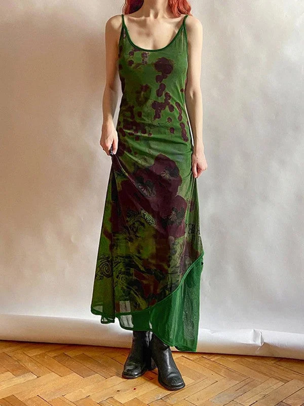 BerryBetty - Vintage Tiered Mesh Maxi Dress Comfortable Casual Maxi Dress