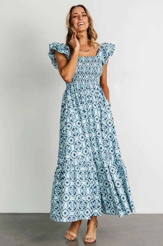 Zoey Smocked Maxi Dress | Blue Print Cozy Wrap Maxi Dress