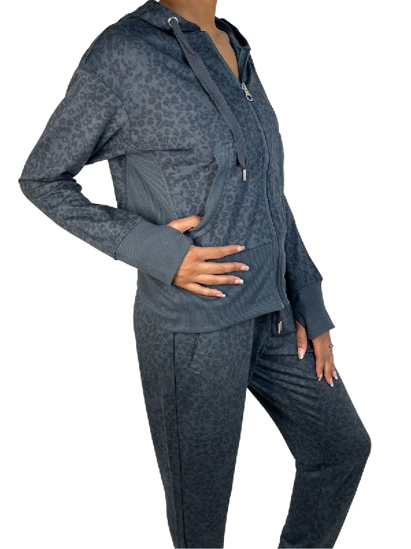 Apana Little Leopard Sweat Jackets Blue Moss Tailored Jacket Straight Jacket A-Line Jacket