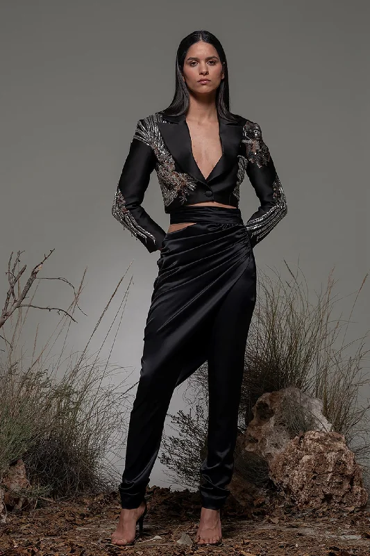 Beaded Jacket with pants Hooded Jacket Caped Jacket Shawl Collar Jacket