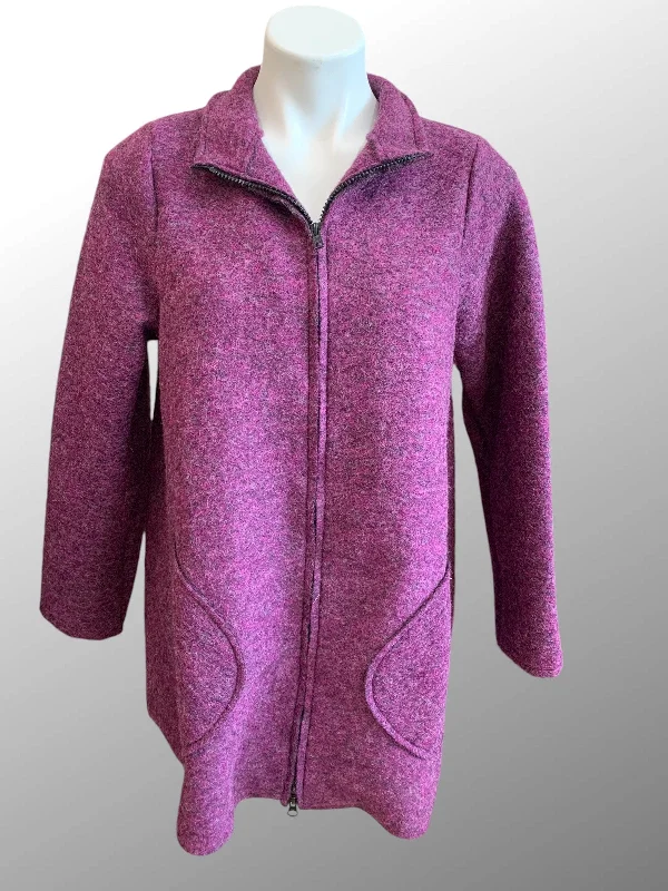 Boiled Wool Zip Swing Jacket Cardigan Sweater Pullover