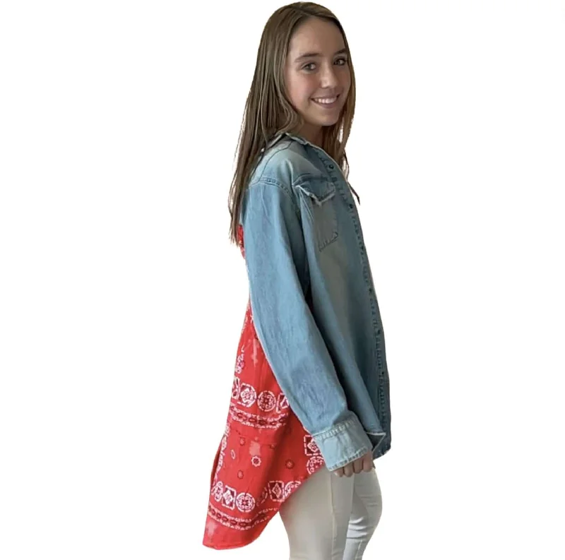Cowtown Denim Shirt Jacket Made in USA Bomber Jacket Anorak Windbreaker