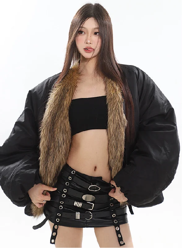 Katana Solid Color Black Puffer Jacket, Cute Winter Fall Spring Long Sleeve Jacket, Women's Brown Fur Underlined Jacket Rayon Jacket Velvet Jacket Corduroy Jacket