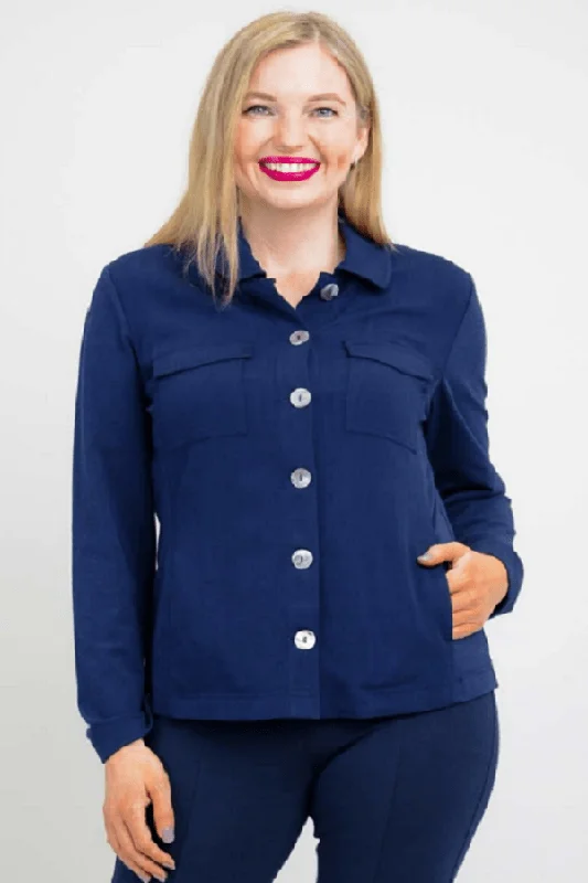 Linen & Bamboo Shirt Jacket - Lauren (M only) V-Neck Jacket Boat Neck Jacket Square Neck Jacket