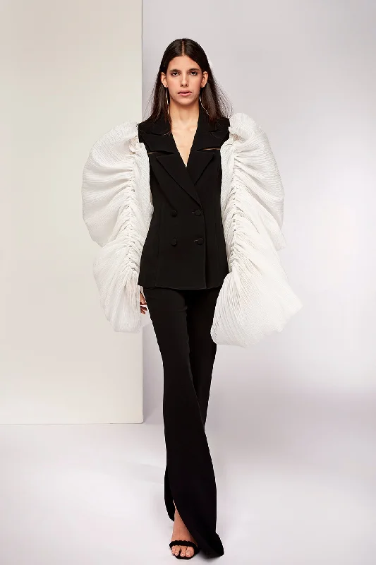 Oversized draped sleeves jacket with pants Wool Jacket Cashmere Jacket Tweed Jacket