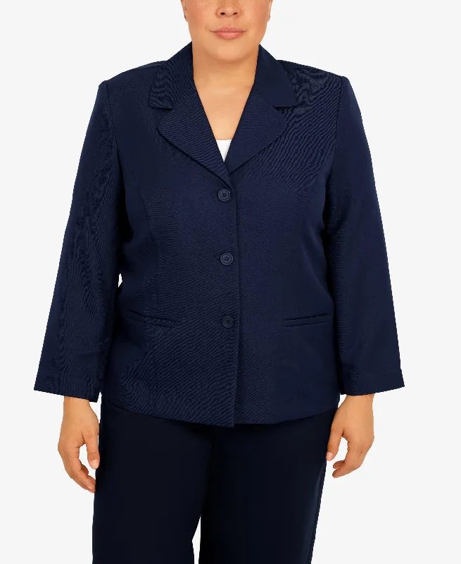 Plus Size Classic Chic Button Front Long Sleeve Jacket Denim Fabric Leather Fabric Suede Fabric