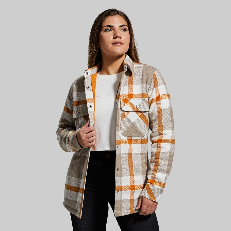 Women's Timber Jacket (Almond Latte) A-Line Jacket Boat Neck Shawl Collar