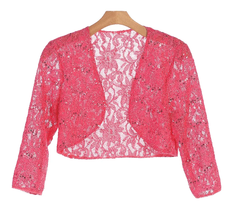 Formal Bolero Long Sleeve Lace Jacket Stand-Up Collar Roll-Neck Collar Turtle Neck