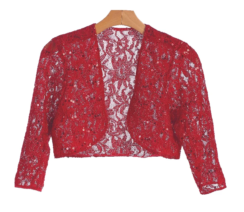 Formal Long Sleeve Lace Bolero Jacket Tiered Jacket Buttoned Jacket Zippered Jacket