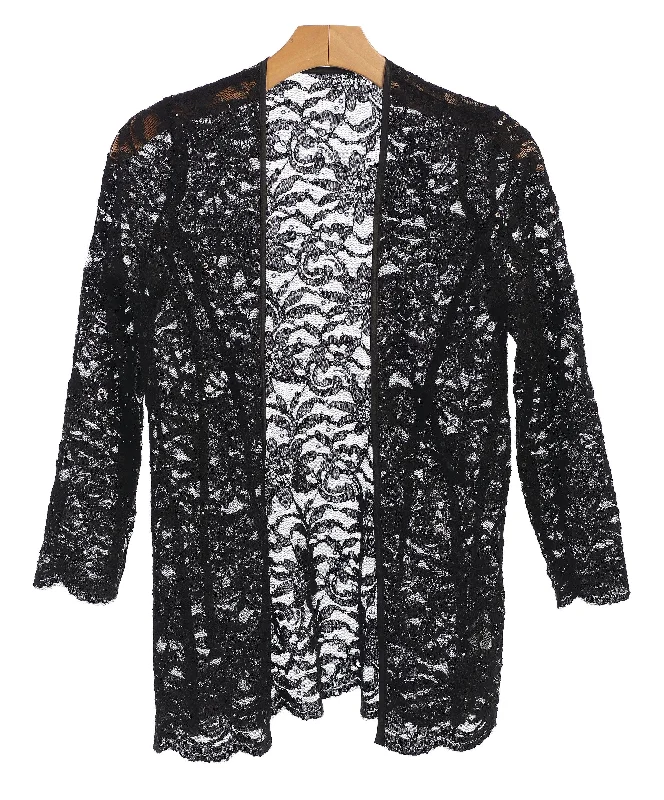 Formal Lace Scallop Edge Jacket Notch Collar Peter Pan Collar Cowl Neck