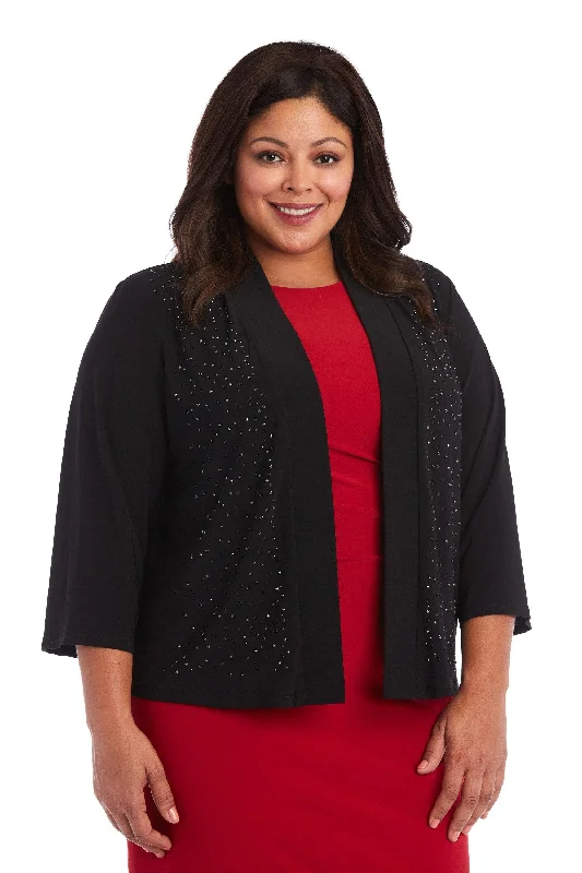 R&M Richards 375600 Plus Size Beaded Jacket Herringbone Jacket Checkered Jacket Solid Jacket