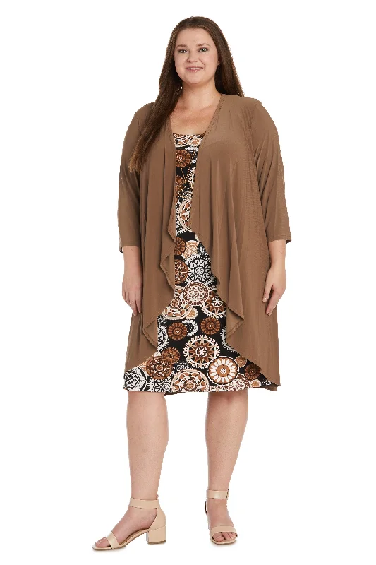 R&M Richards 7907W Plus Size Short Jacket Dress Front Pockets Side Pockets Patch Pockets