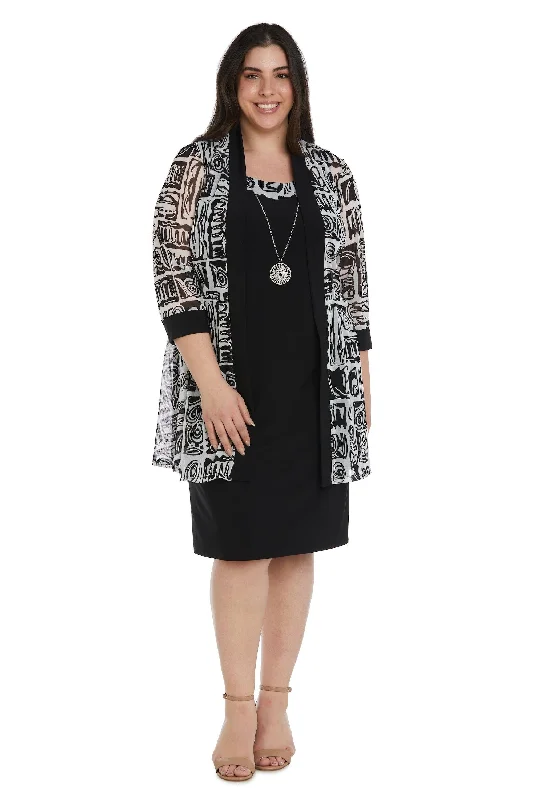 R&M Richards 7923W Plus Size Short Jacket Dress V-Neck Jacket Boat Neck Jacket Square Neck Jacket