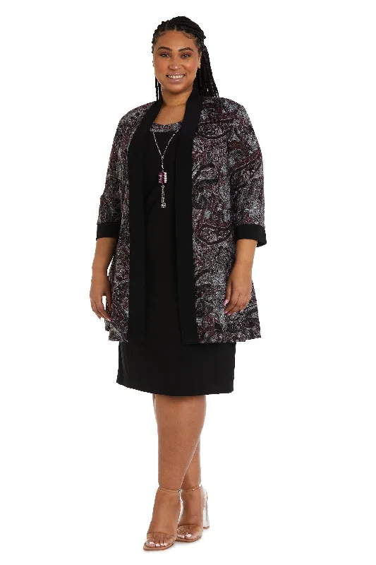 R&M Richards 9213W Plus Size Short Jacket Dress One-Shoulder Jacket Off-the-Shoulder Jacket Asymmetrical Jacket