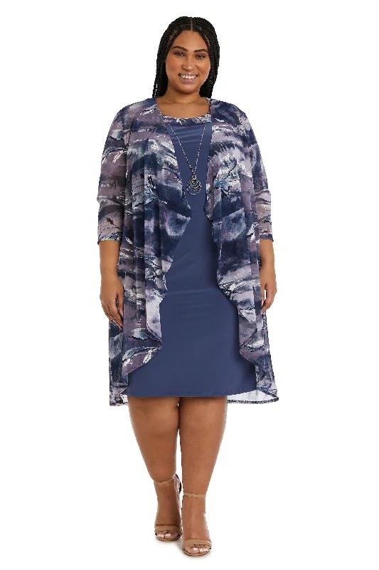 R&M Richards 9197W Plus Size Short Mesh Jacket Dress Herringbone Jacket Checkered Jacket Solid Jacket