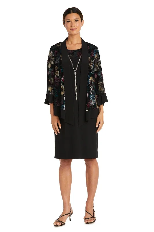R&M Richards 7584P Short Floral Petite Jacket Dress Cotton Fabric Linen Fabric Terry Fabric