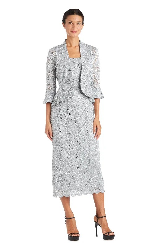 R&M Richards 9896 Long Mother Of The Bride Jacket Dress Front Pockets Side Pockets Patch Pockets