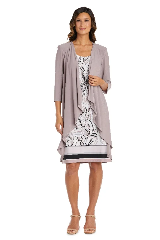 R&M Richards 9267P Short Petite Jacket Dress A-Line Jacket Boat Neck Shawl Collar